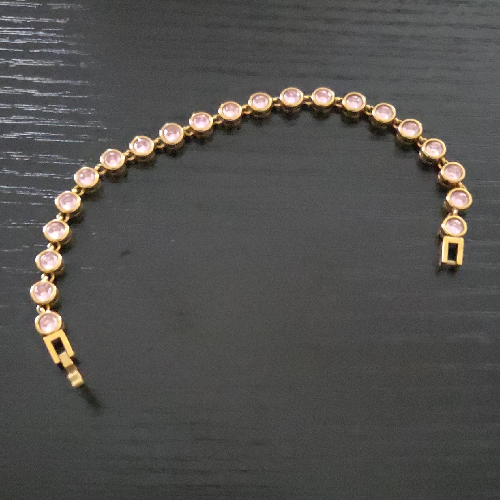 Non Tarnish Bezel Pink Tennis Bracelet